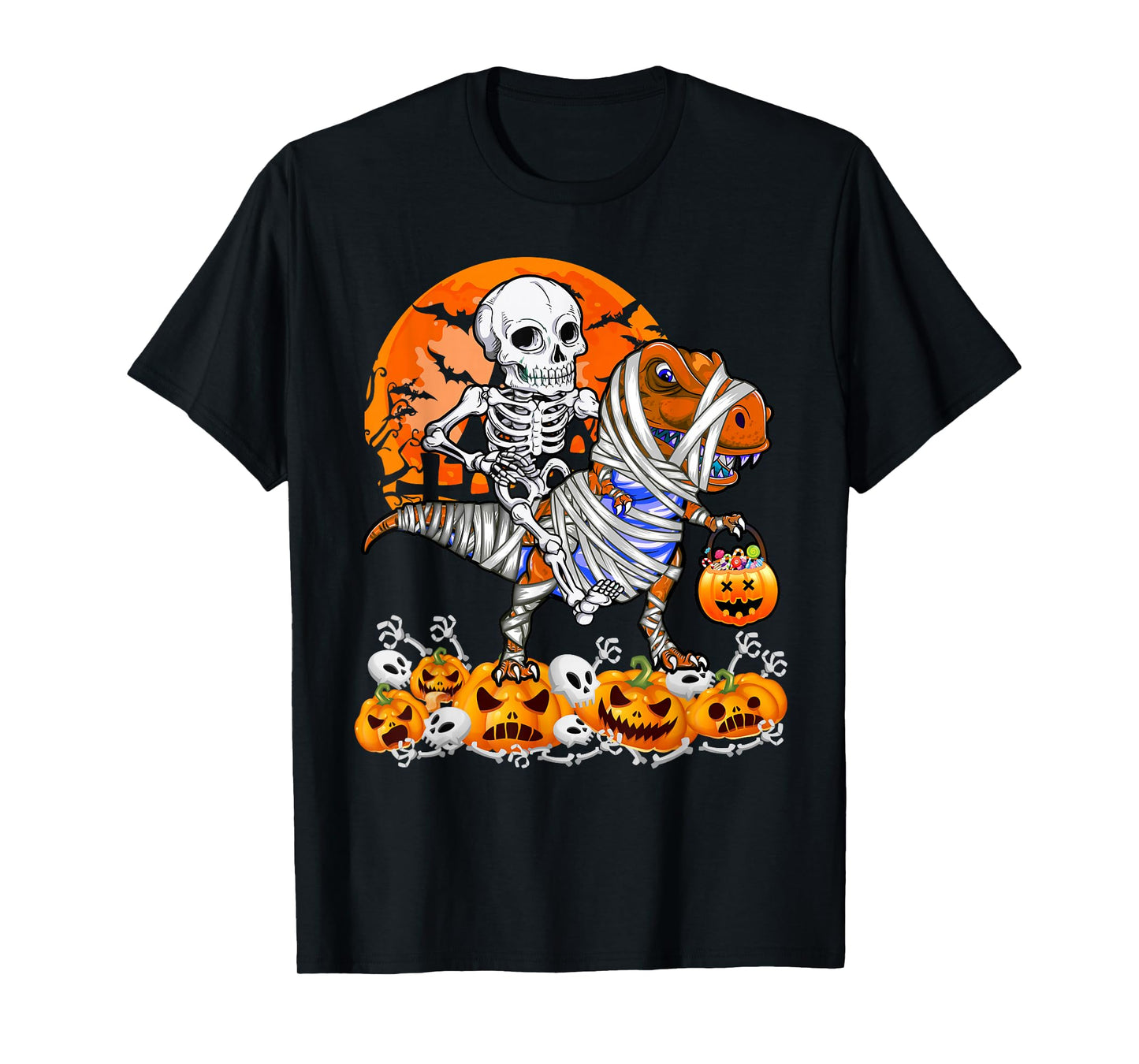 Halloween Dinosaur T rex Mummy Pumpkin Costume for Boys Kids T-Shirt