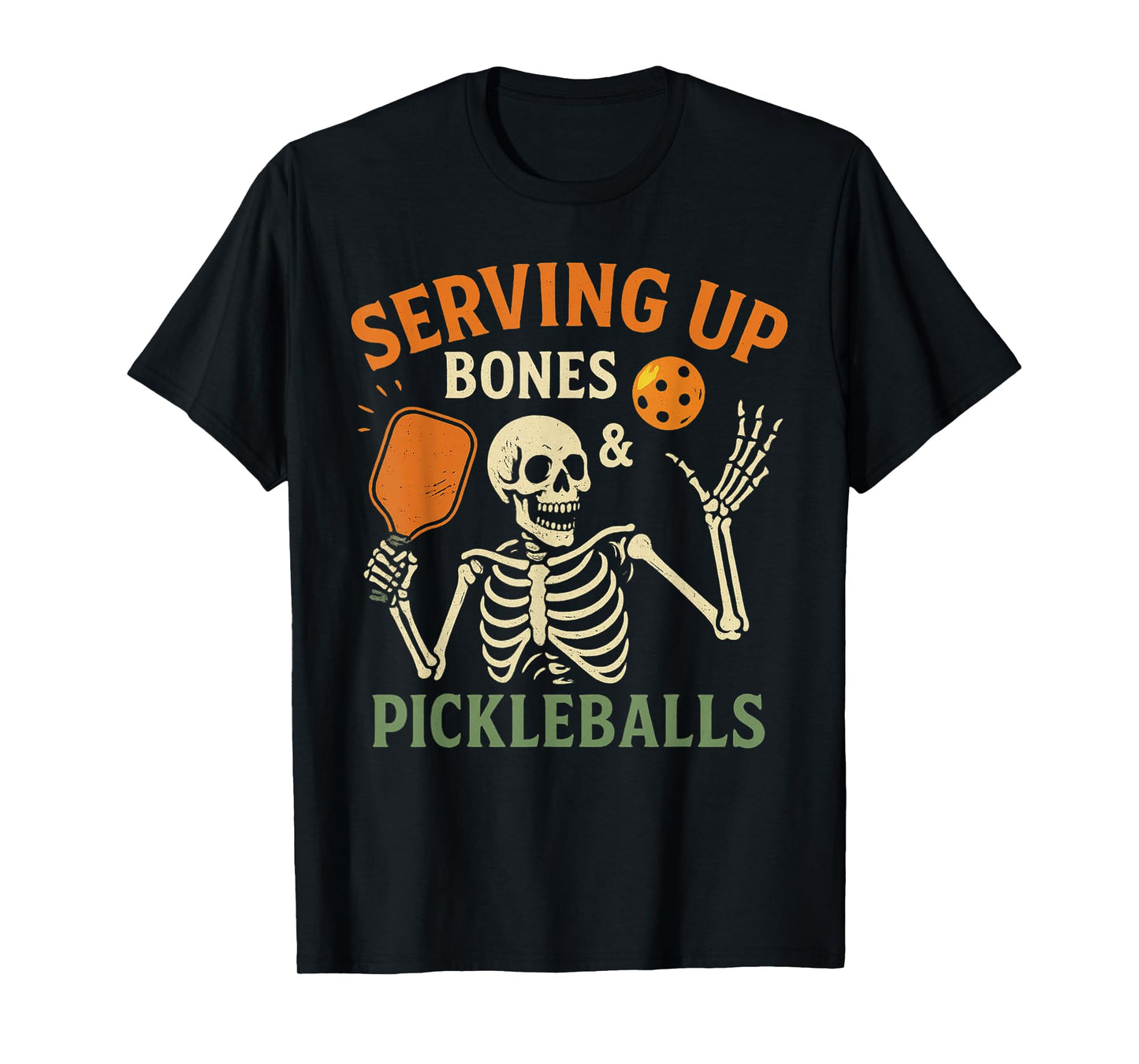 Skeleton Pickleball Shirt Serving Up Bones Tee T-Shirt