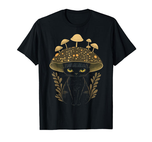 Cute Cottagecore Aesthetic Cat Mushroom Women Kids T-Shirt