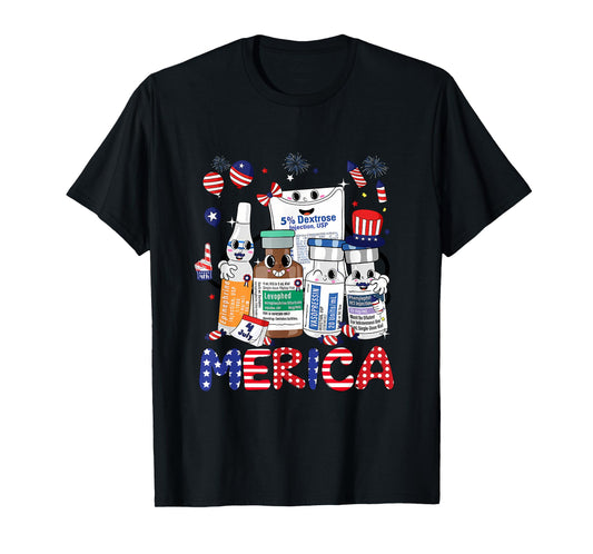4th of July Red White Icu Nurse Care Er Ed Rn Micu Cvicu Women Men T-Shirt