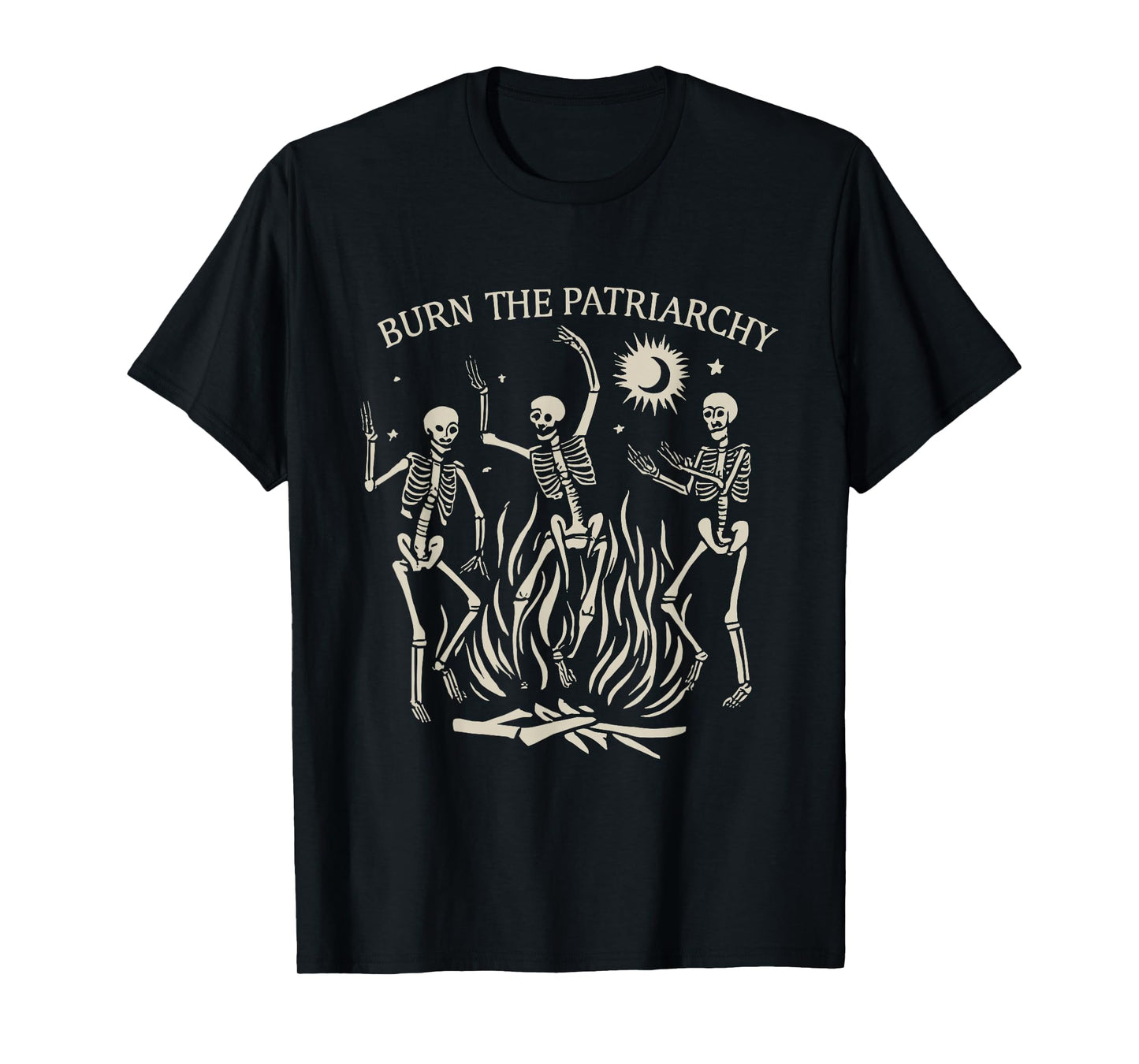 Burn The Patriarchy Halloween Salem Witch Skeleton Dancing T-Shirt
