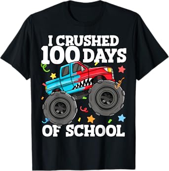 100 Days of School Monster Truck 100th Day of School Boys T-Shirt