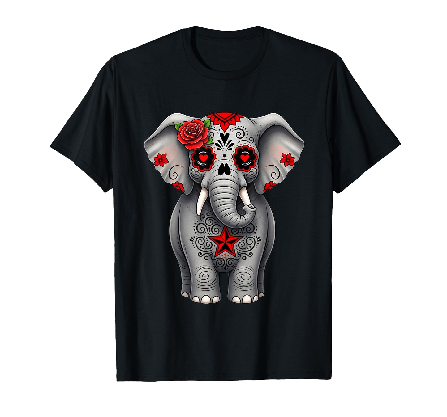 Sugar Skull Elephant Halloween Graphic T-Shirt