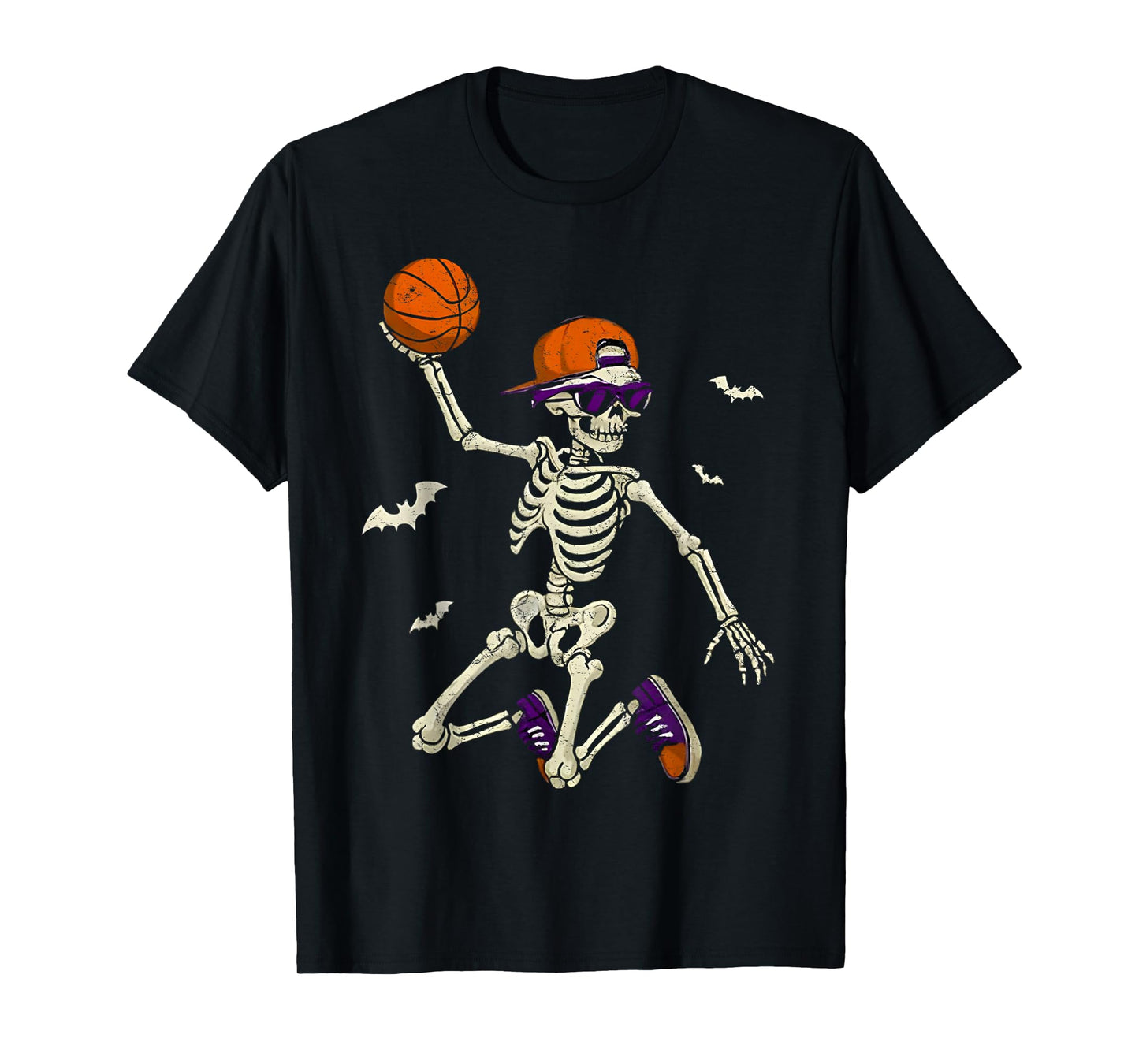 Halloween Skeleton Funny Basketball Lover for Men Boys Kids T-Shirt