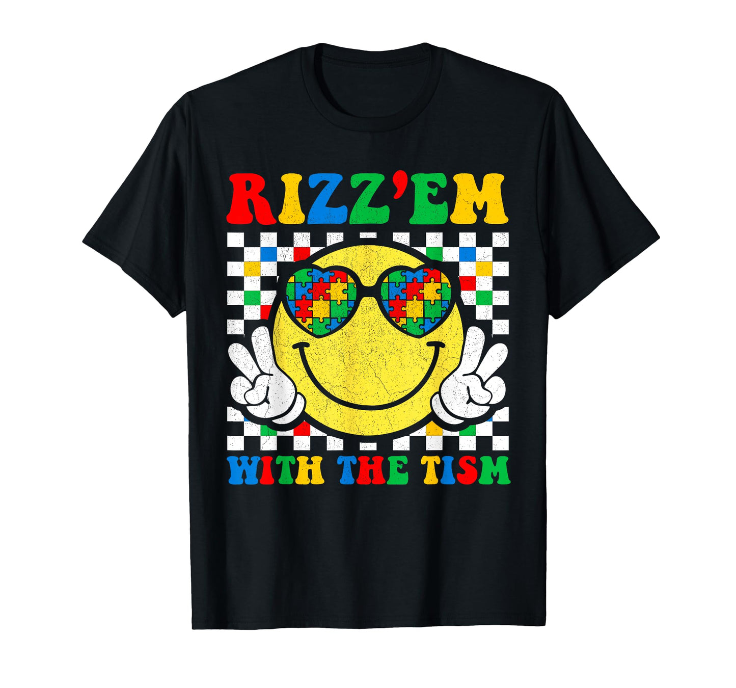 Rizz Em With The Tism Funny Autism Awareness Boys Girls Kids T-Shirt