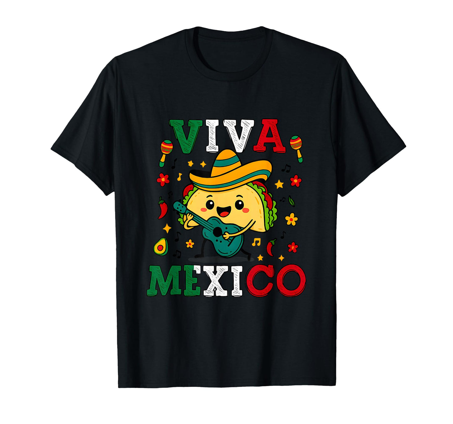 Viva Mexico Kids Women Mexican Flag Independence Day Taco T-Shirt