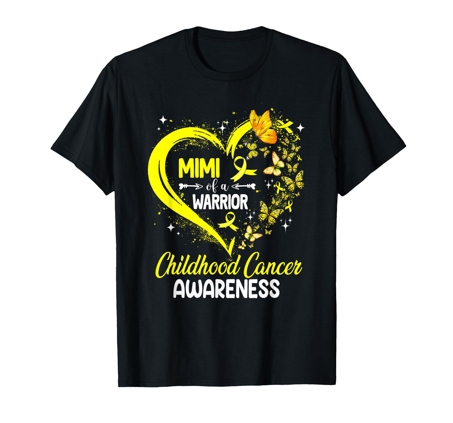 Mimi Of A Warrior Gold Heart Childhood Cancer Awareness T-Shirt