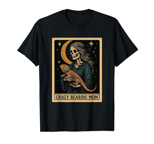 Crazy Beardie Mom Tarot Card Gothic Skeleton Womens T-Shirt