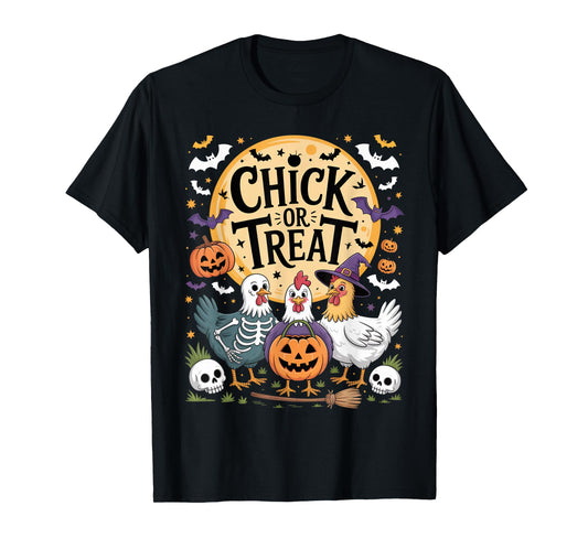 Cute Chick or Treat Funny Chicken Halloween Pumpkin Costume T-Shirt