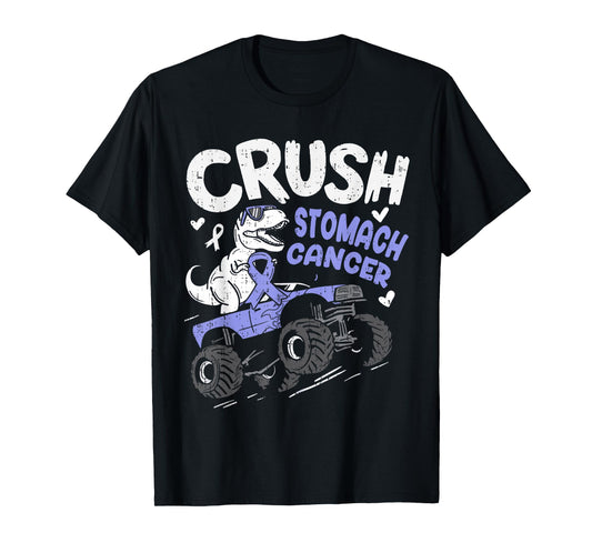 Crush Stomach Cancer Awareness Dino Ribbon Periwinkle Blue T-Shirt