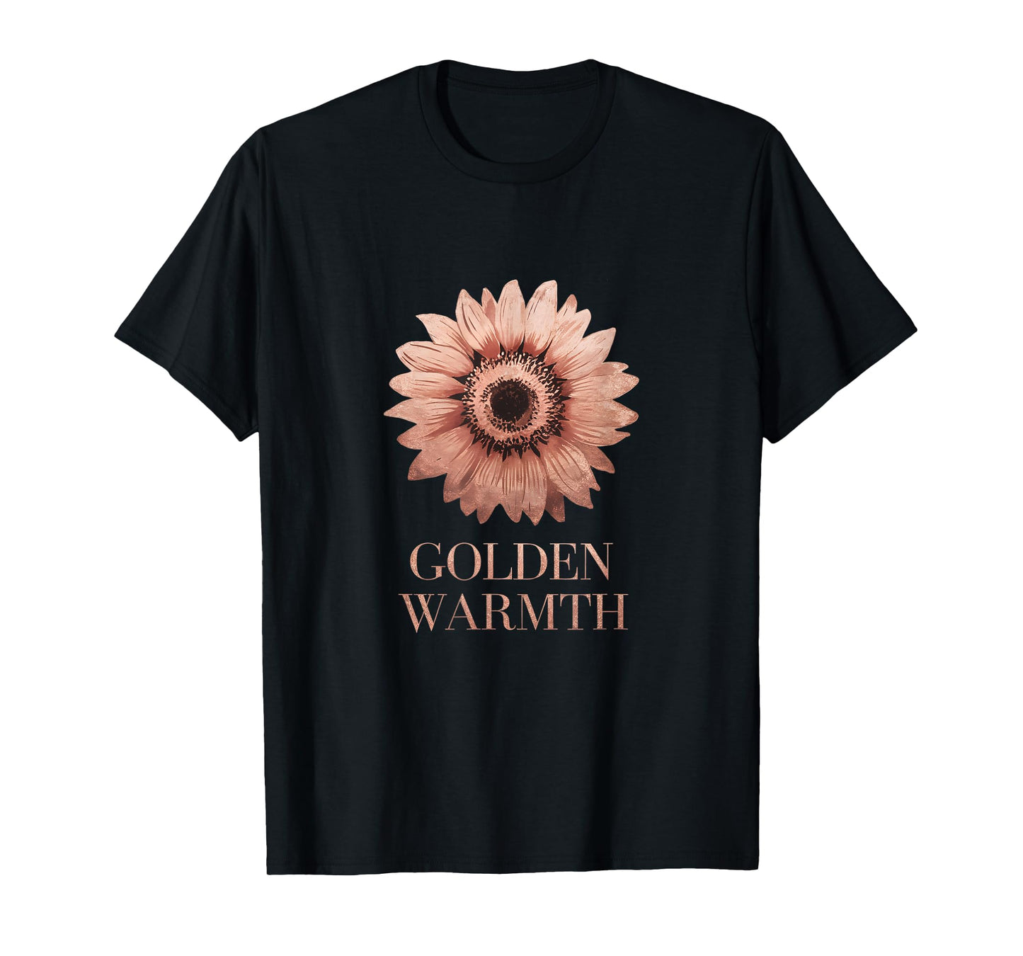 Watercolor Floral Golden Warmth Rose-Gold Sunflower Art T-Shirt