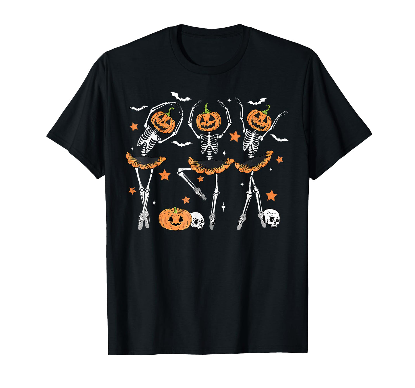 Ballet Pumpkin Skeleton Scary Halloween Men Women Boys Girl T-Shirt