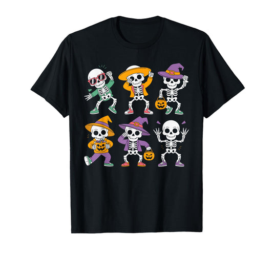 Dancing Skeleton Squad Halloween Trick Or Treat Party Funny T-Shirt