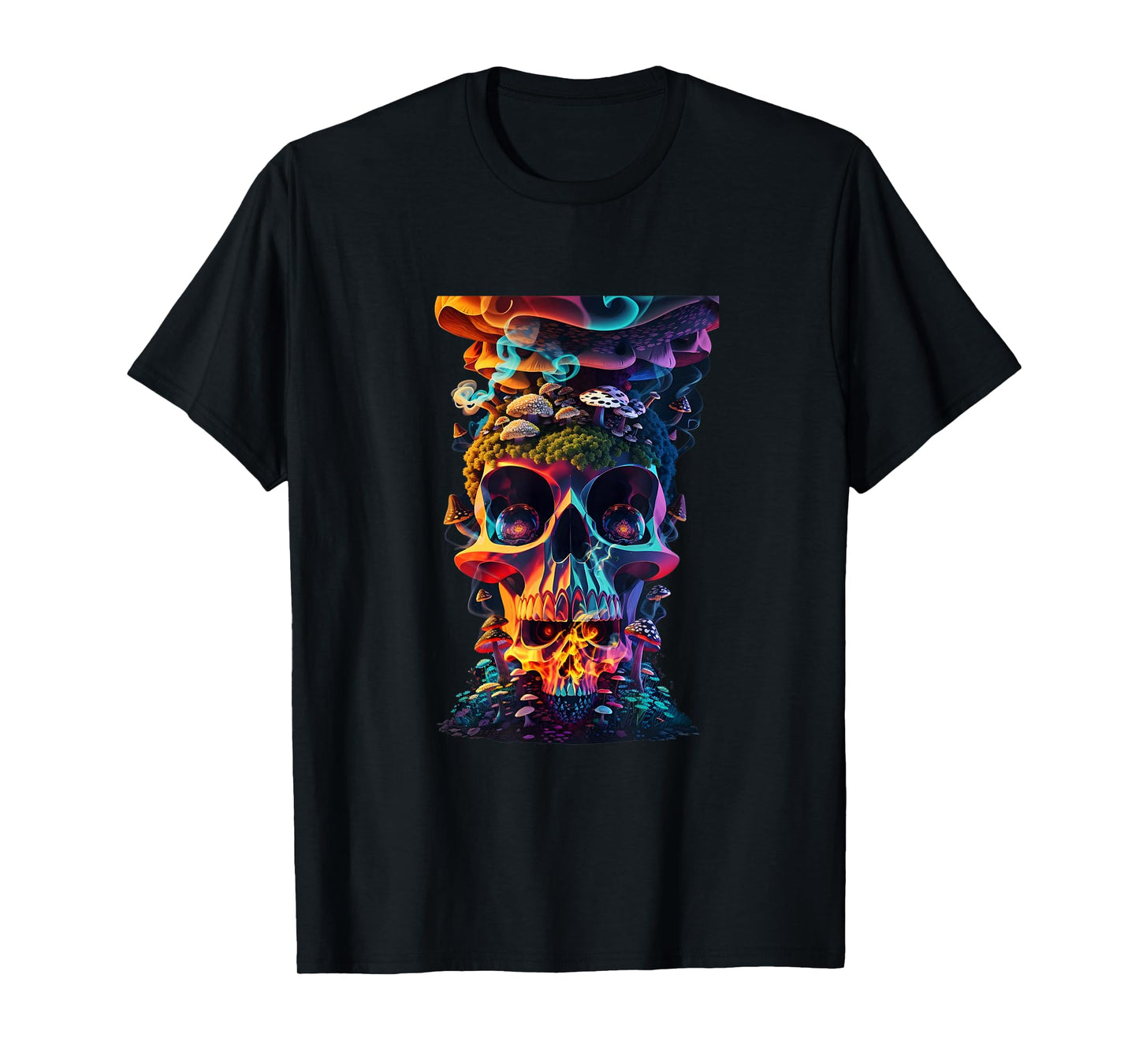 Goblincore Aesthetic Grunge Fungi Mushroom Skull T-Shirt