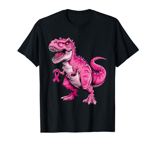 Dinosaur Breast Cancer Awareness Pink Ribbon For Kids Boys T-Shirt