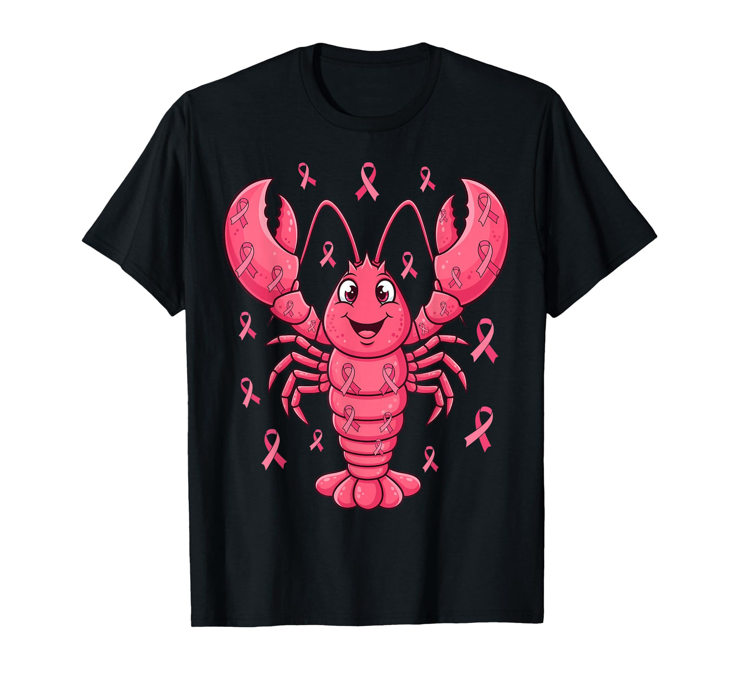 Pink Lobster Breast Cancer Awareness Ribbon Survivor Support T-Shirt