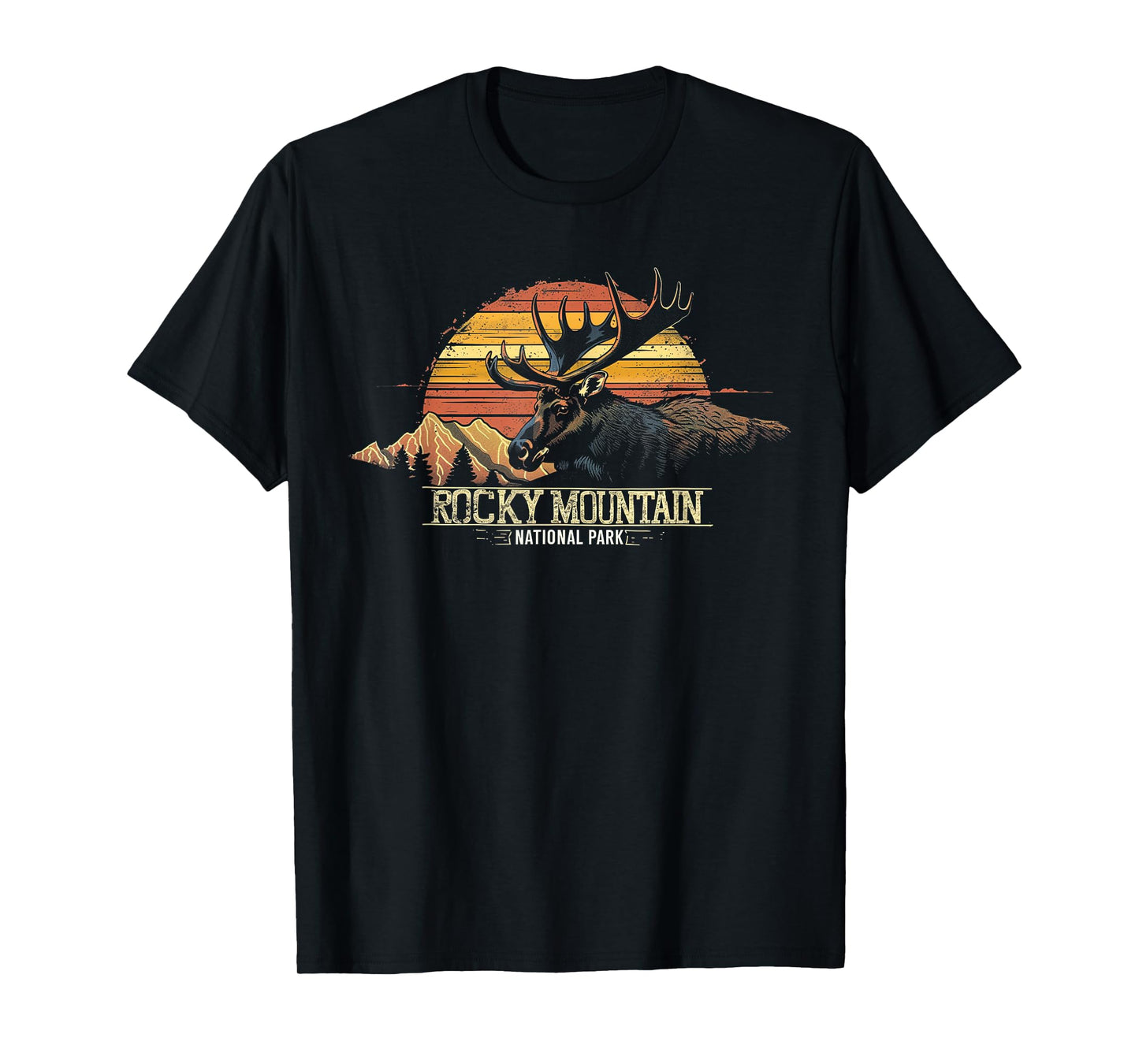 Rocky Mountain US National Park Vintage Men Women Kids Retro T-Shirt