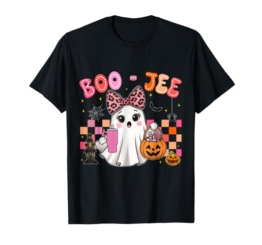 Cute Coquette Boo Ghost Halloween Costume Kids Toddler Girls T-Shirt