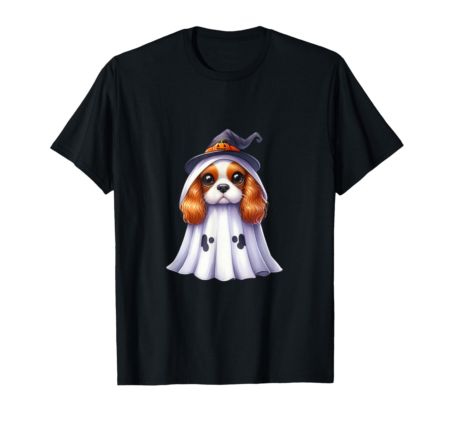 Cute Halloween Cavalier King Charles Spaniel dog as a ghost T-Shirt