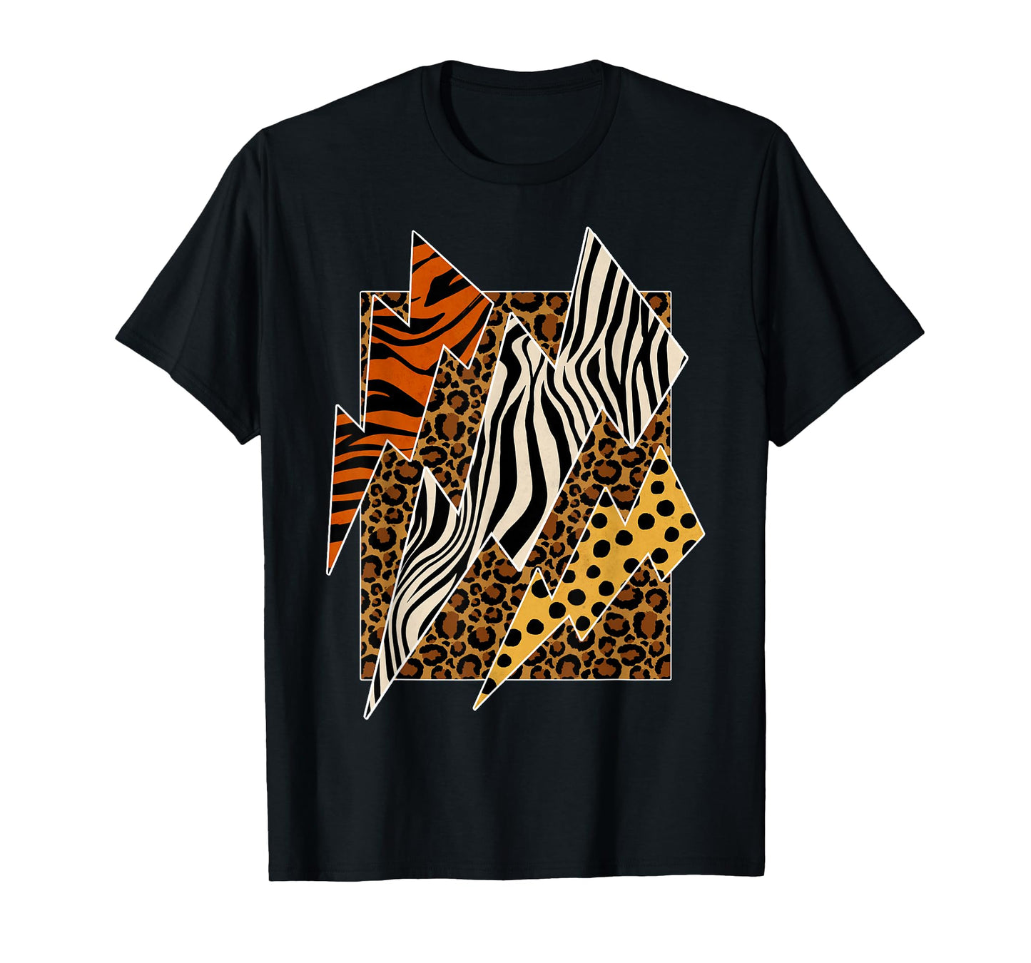 Cheetah Tiger Leopard Zebra Lightning Wild Animal Print Zoo T-Shirt