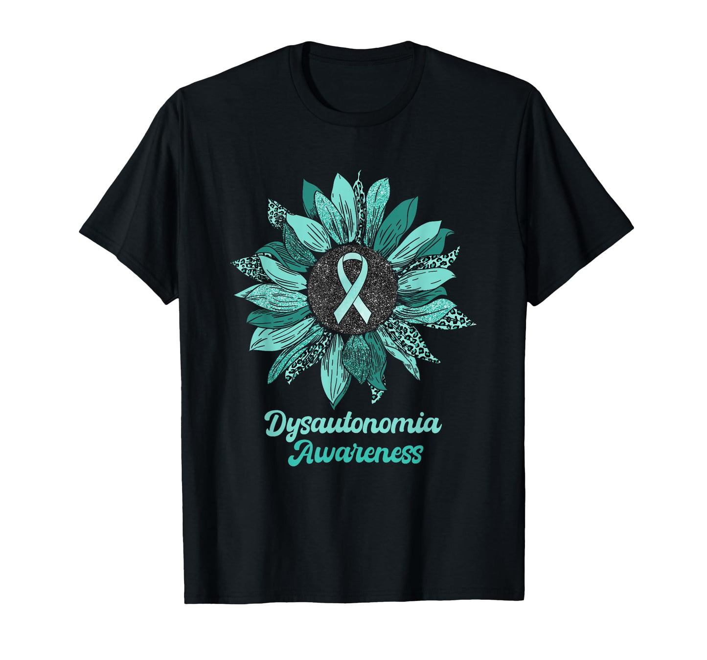 Leopard Sunflower Dysautonomia Awareness Warrior Support T-Shirt