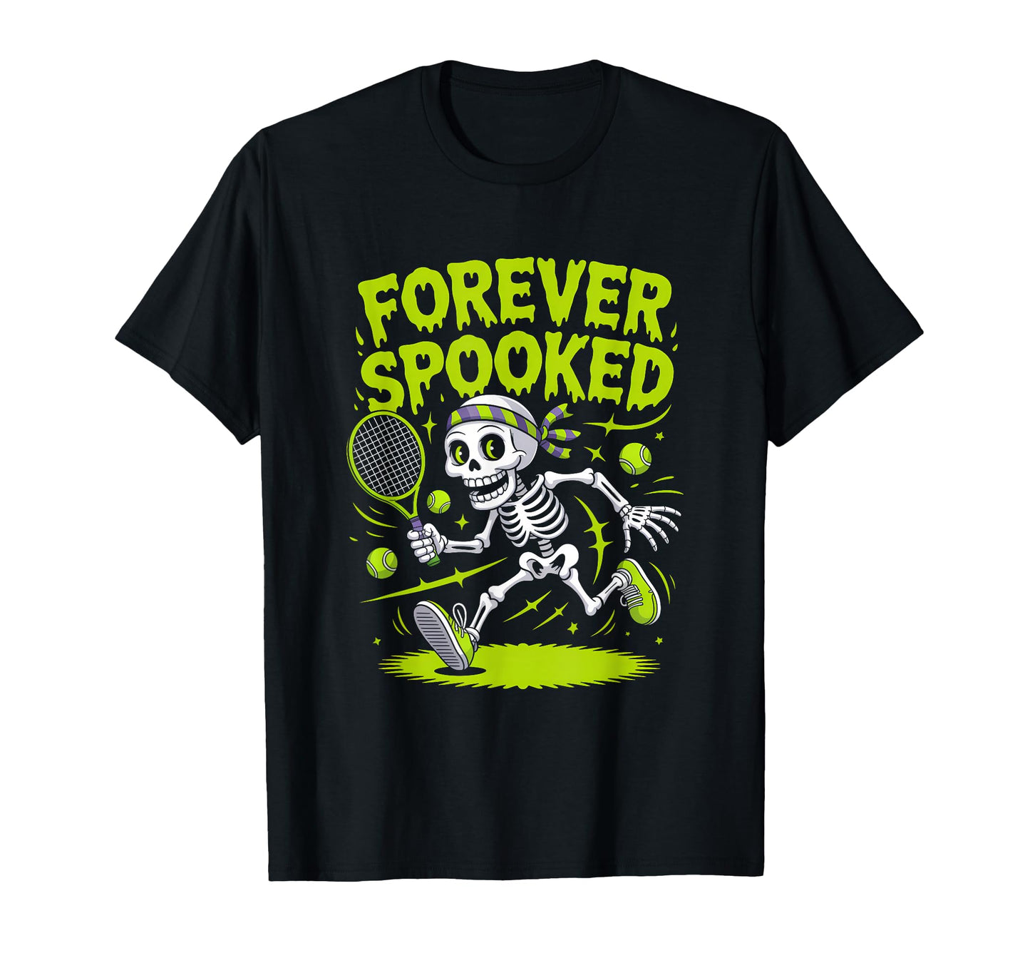 Halloween Skeleton Tennis Forever Spooked Tee T-Shirt