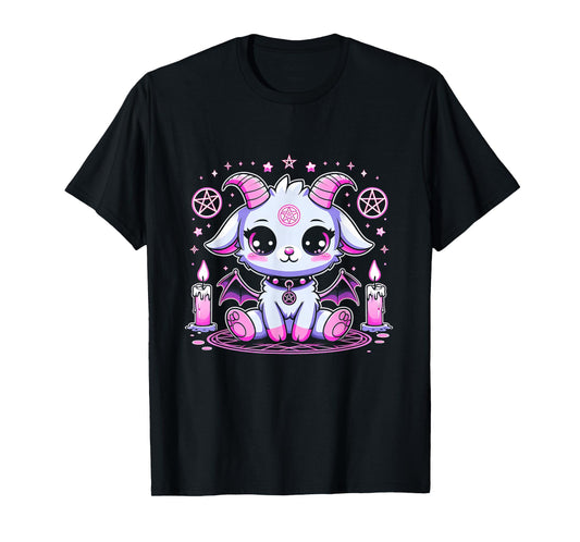 Kawaii Pastel Goth Cute Creepy Pentacle Baphomet Halloween T-Shirt