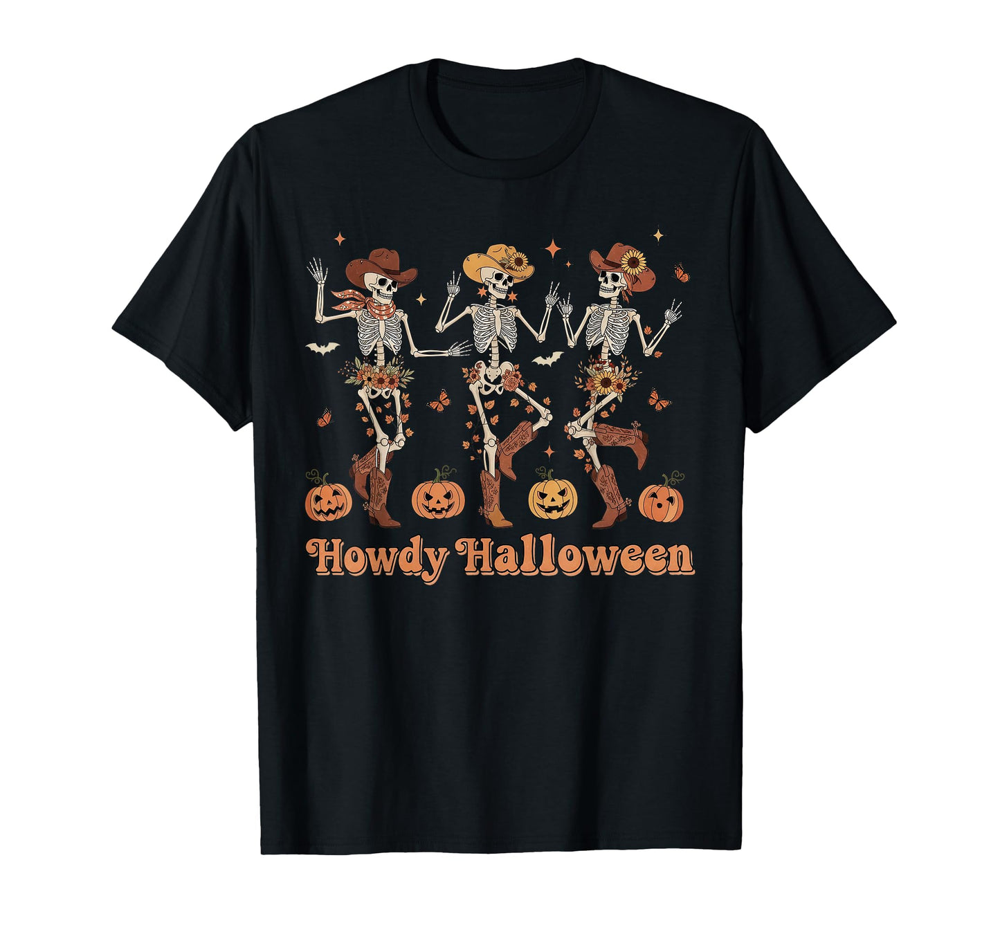 Howdy Halloween Western Cowboy Skeleton Dancing T-Shirt