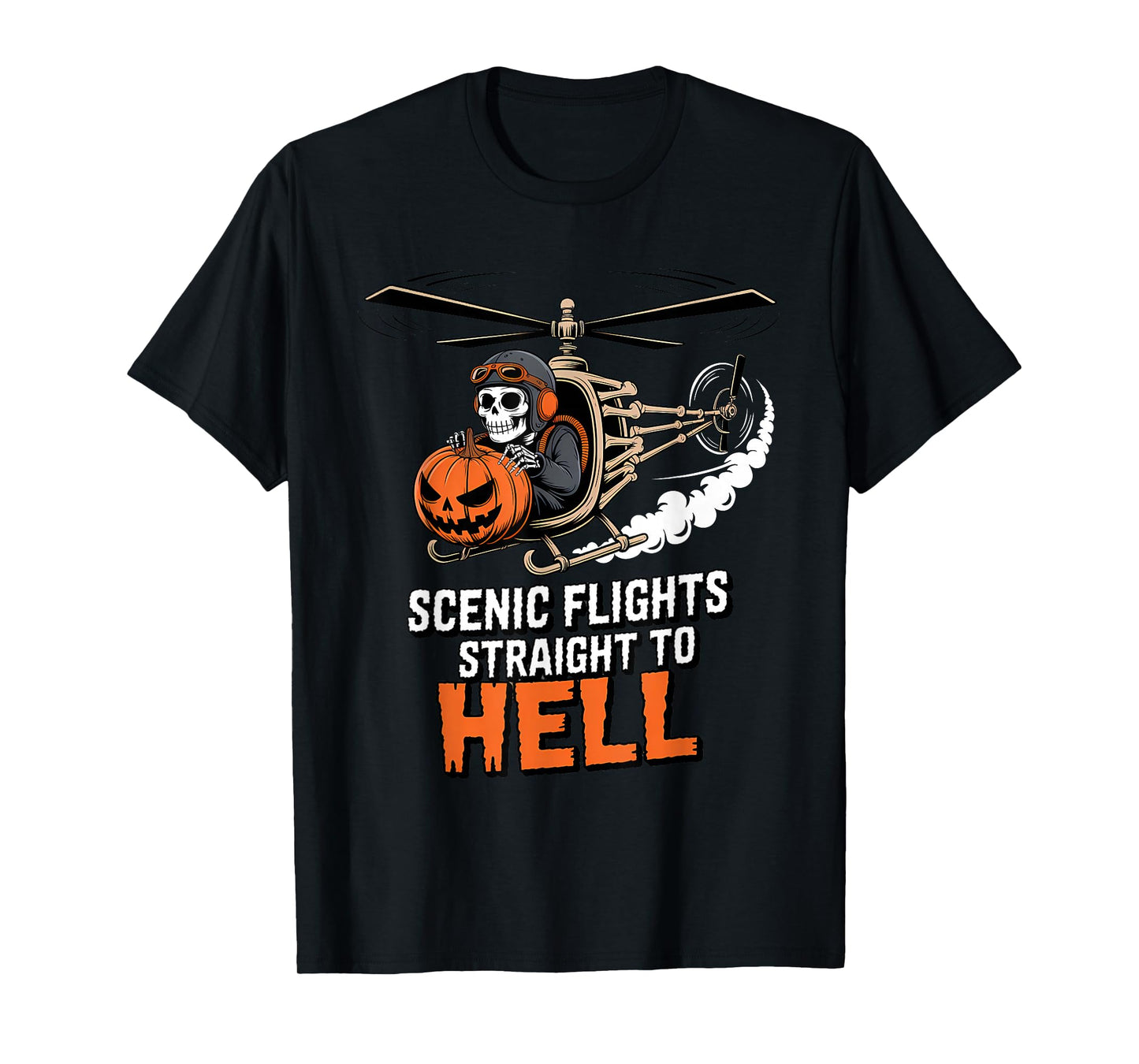 Skeleton Helicopter Pilot Halloween Funny Spooky Aviation T-Shirt