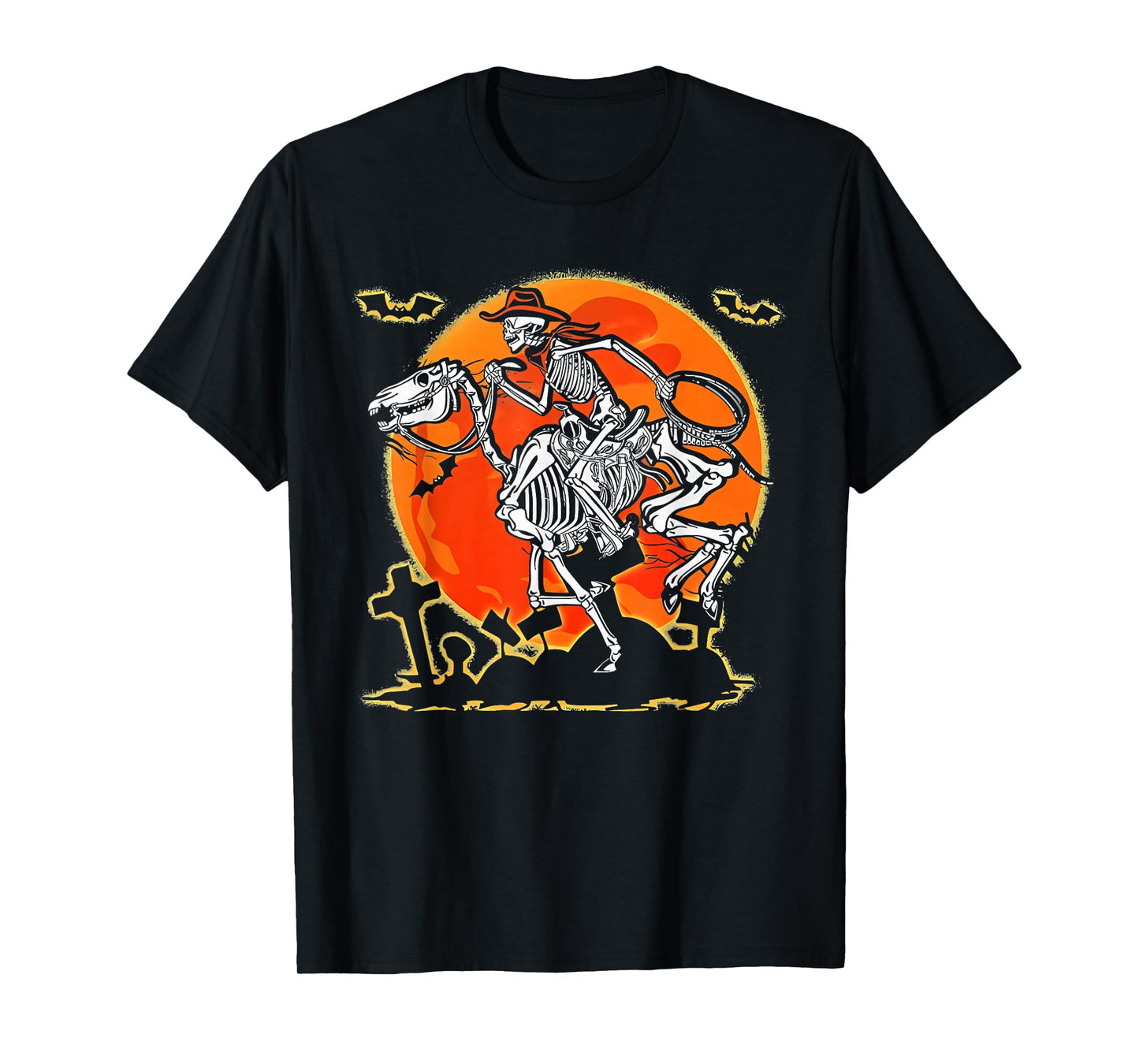 Vintage Western Skeleton Cowboy Rodeo Spooky Halloween Funny T-Shirt