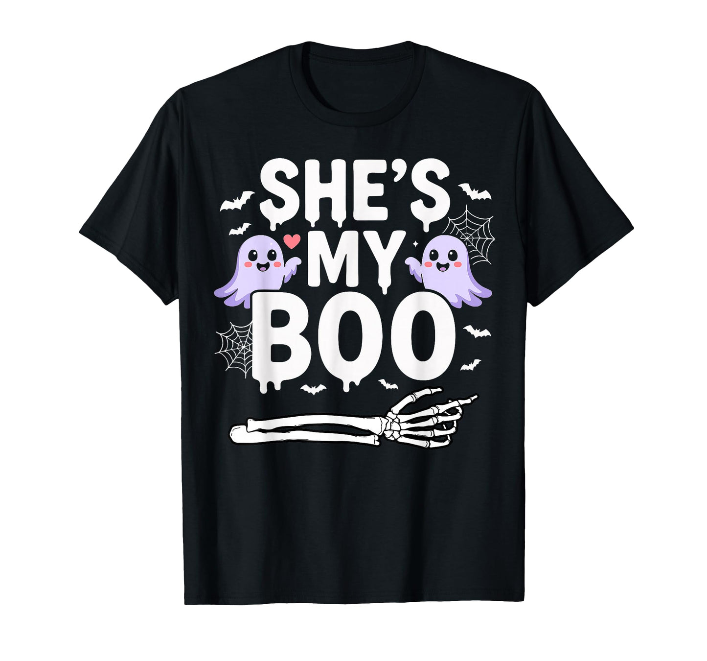 She's My Boo Halloween Pajama Skeleton Matching Couple Squad T-Shirt