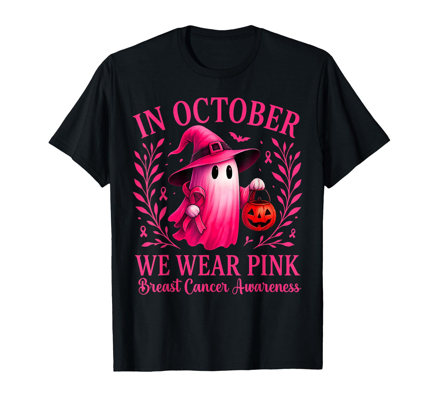 Breast Cancer Women Halloween in October We Wear Pink T-Shirt