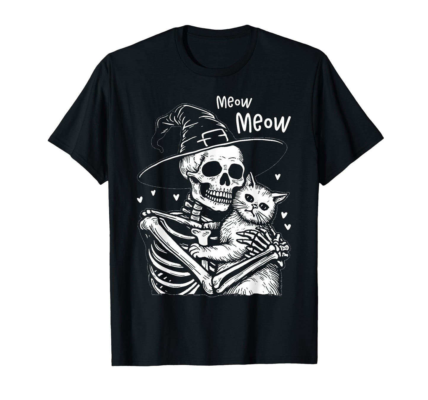Cute Black Cat Halloween Costume Fur Skeleton Pet Mom Meow T-Shirt
