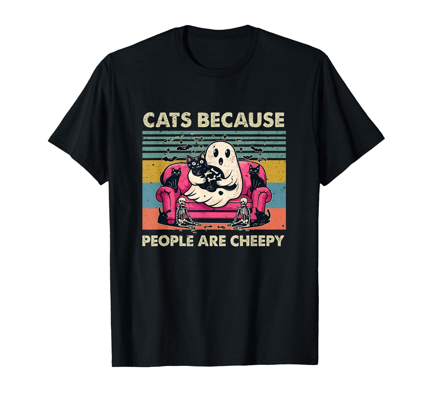 Cats Because People are Creepy Ghost Halloween T-Shirt