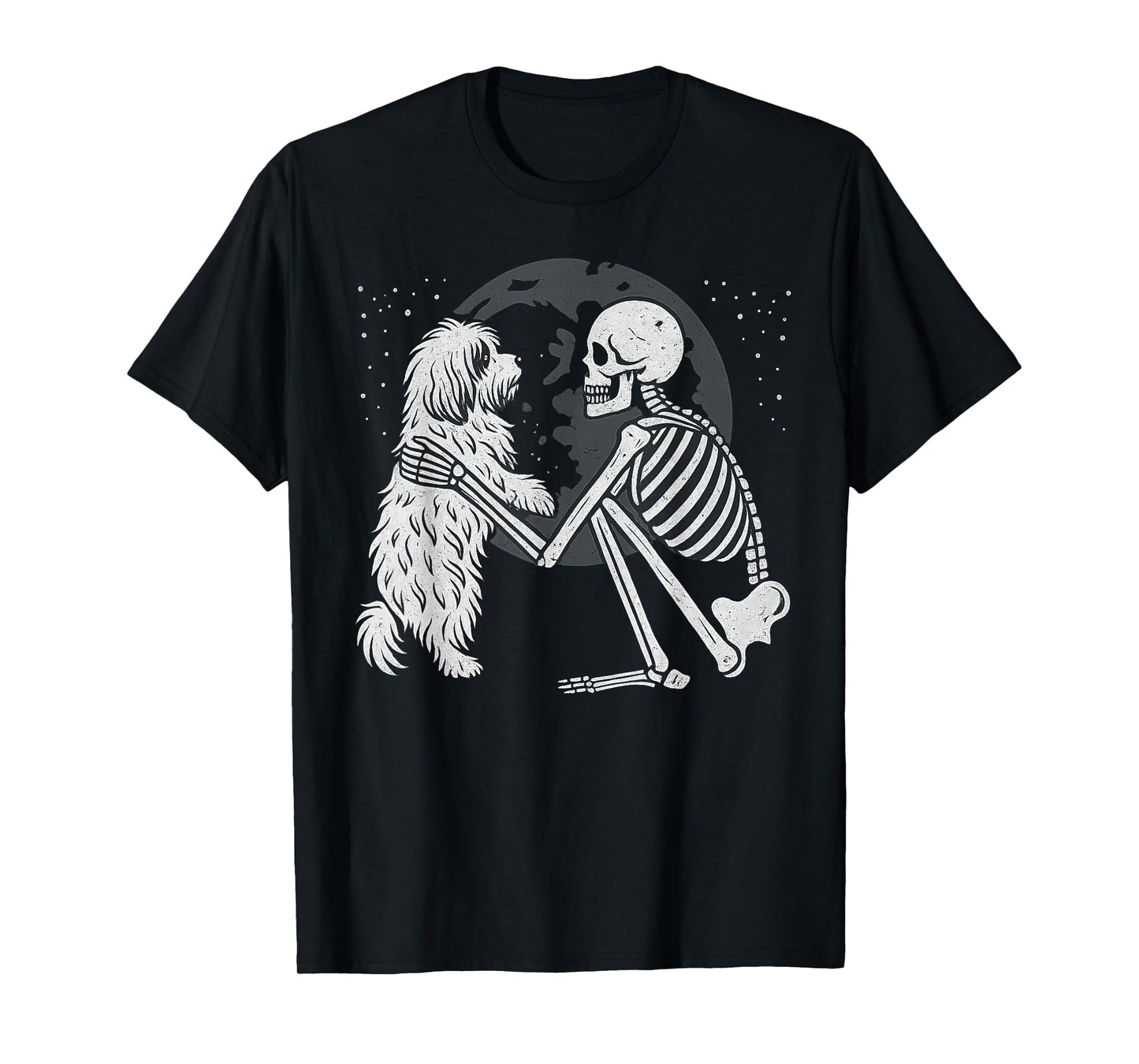 Havanese Dog Skeleton Moon Halloween Dog Lover T-Shirt