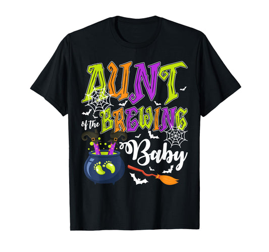 Aunt of Brewing Baby Matching Family Halloween Baby Shower T-Shirt