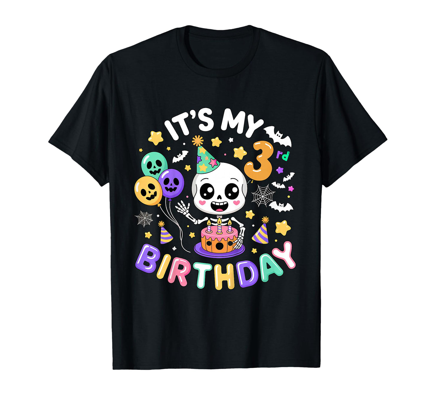 Its My 3rd Birthday Skeleton Halloween Toddler Boy Girl T-Shirt