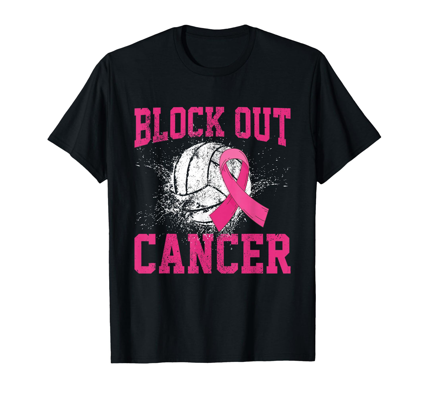 Volleyball Breast Cancer Awareness Block Out Cancer T-Shirt