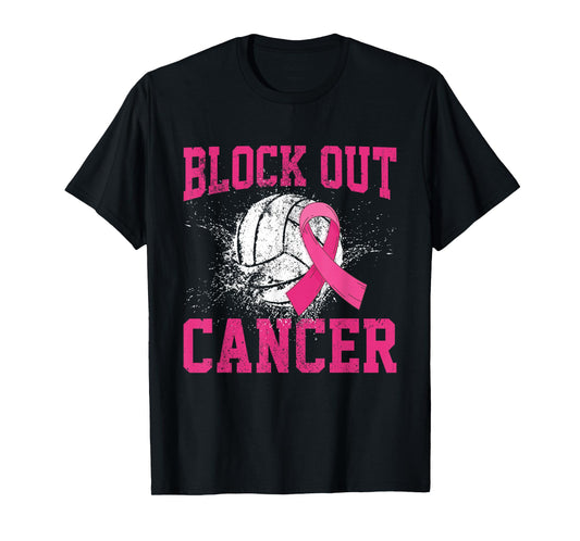 Volleyball Breast Cancer Awareness Block Out Cancer T-Shirt