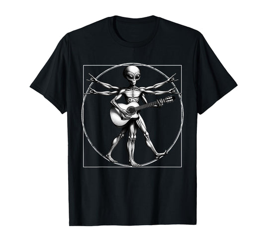 Vitruvian Man Alien Guitarist Funny Music Festival Rock On A T-Shirt