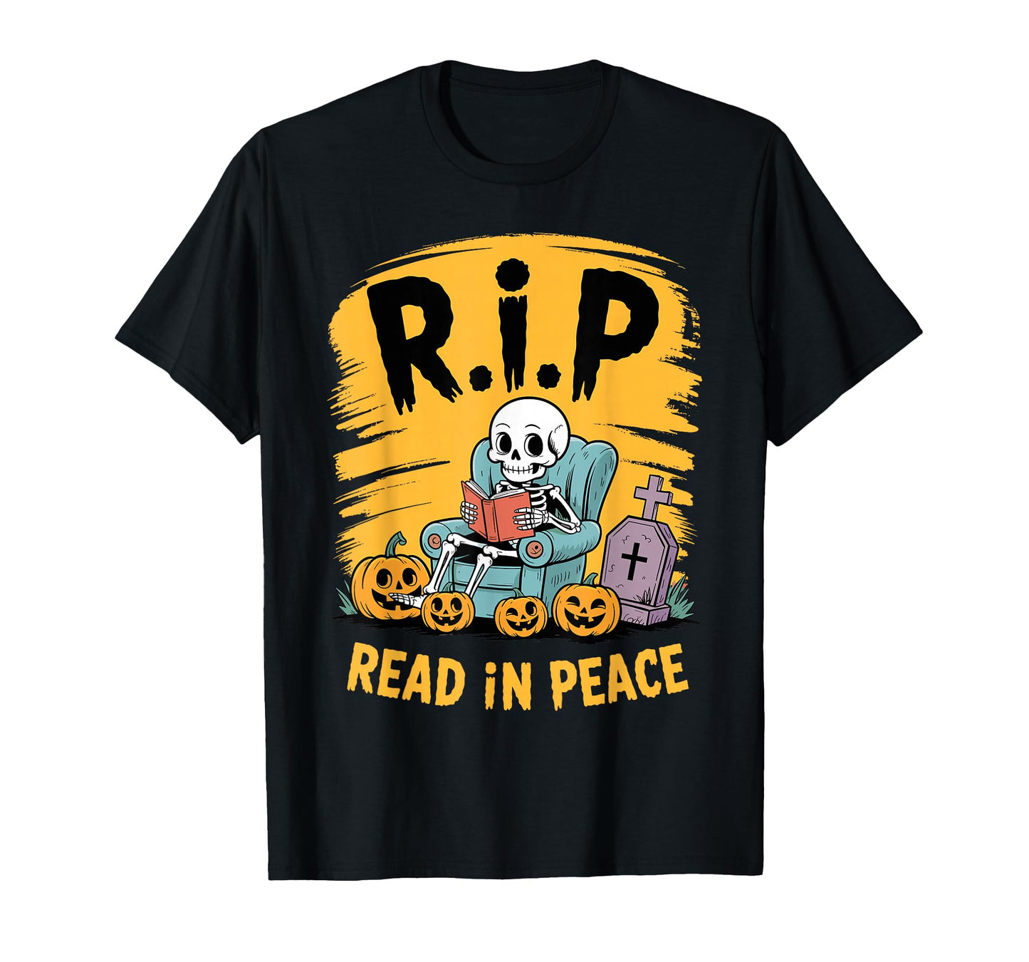 Let Me Read in Peace Skeleton Graveyard Halloween T-Shirt