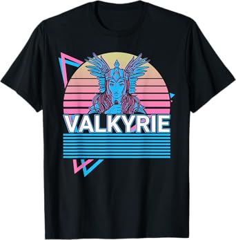 Norse Mythology Viking Gifts Valkyrie Viking Retro T-Shirt, Black