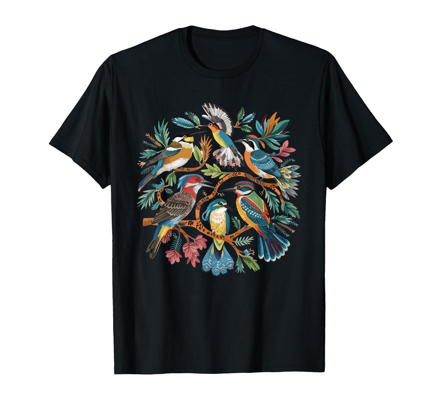 Enchanted Forest Bird Gathering Artistic Bird Watching T-Shirt