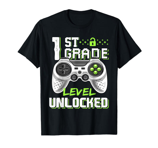 1st Grade Level Unlocked Gamer First Day Of School Boys T-Shirt
