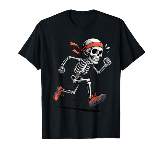 Creepy Skeleton Running Halloween Spooky Season Toddler Kids T-Shirt