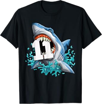 Kids Shark 11th Birthday Boy Funny Shark 11 yrs Old Birthday T-Shirt