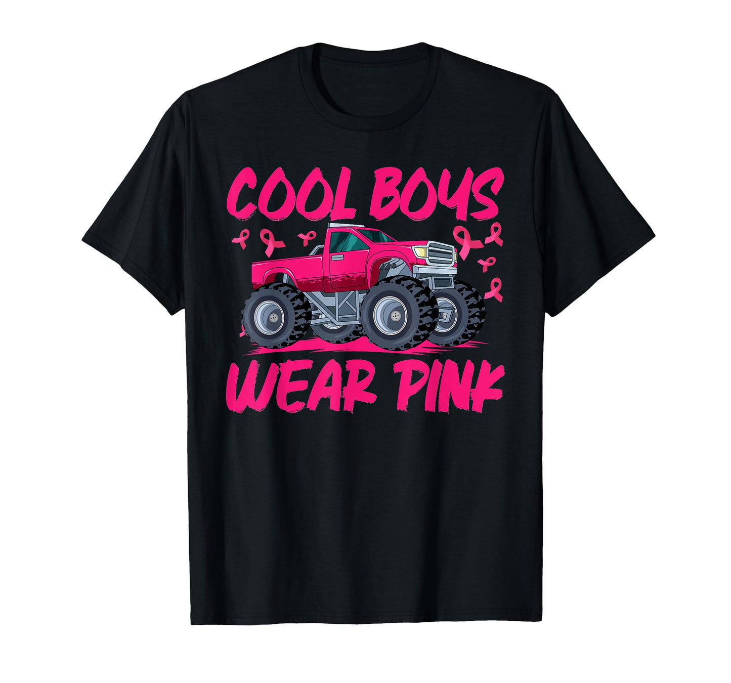Monster Truck Breast Cancer Awareness Cool Boys Wear Pink T-Shirt