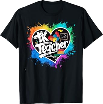 TK Teacher Transitional Kindergarten Heart Back To School T-Shirt