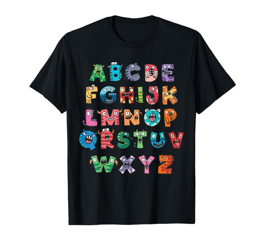 ABC Cute Monster Alphabet Halloween Teacher Costume Kids T-Shirt