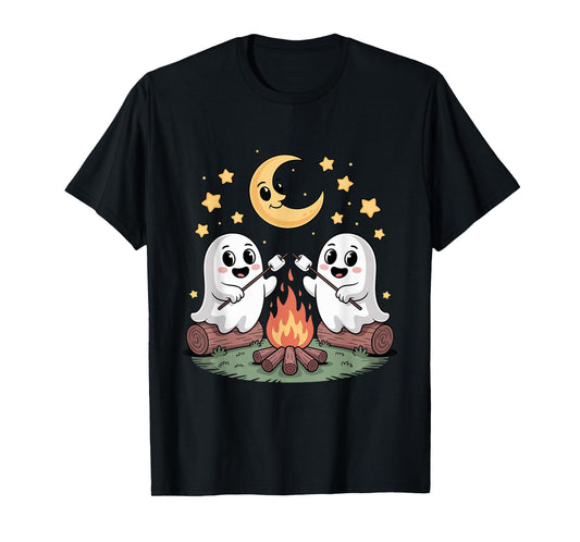 Cute Ghost Campfire Marshmallow Halloween T-Shirt